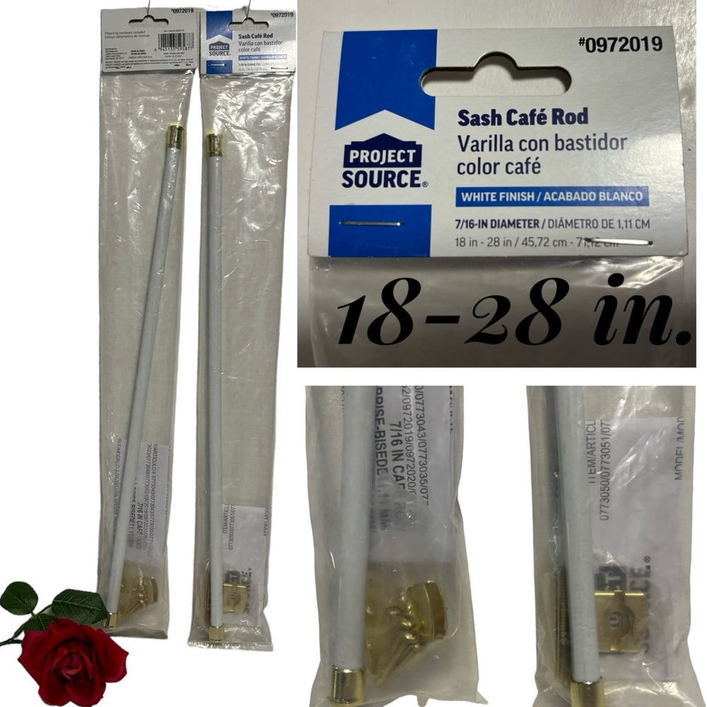 2 Sash Cafe’ Rods 18-28” With hardware Round Wall Mount Project Source N…